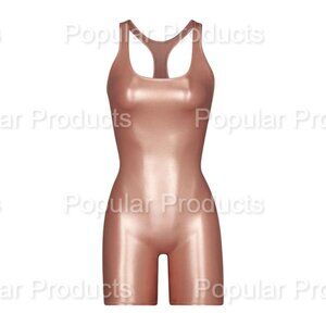 SKIMS | METALLIC SWIM CYCLE SUIT, CHAMPAGNE